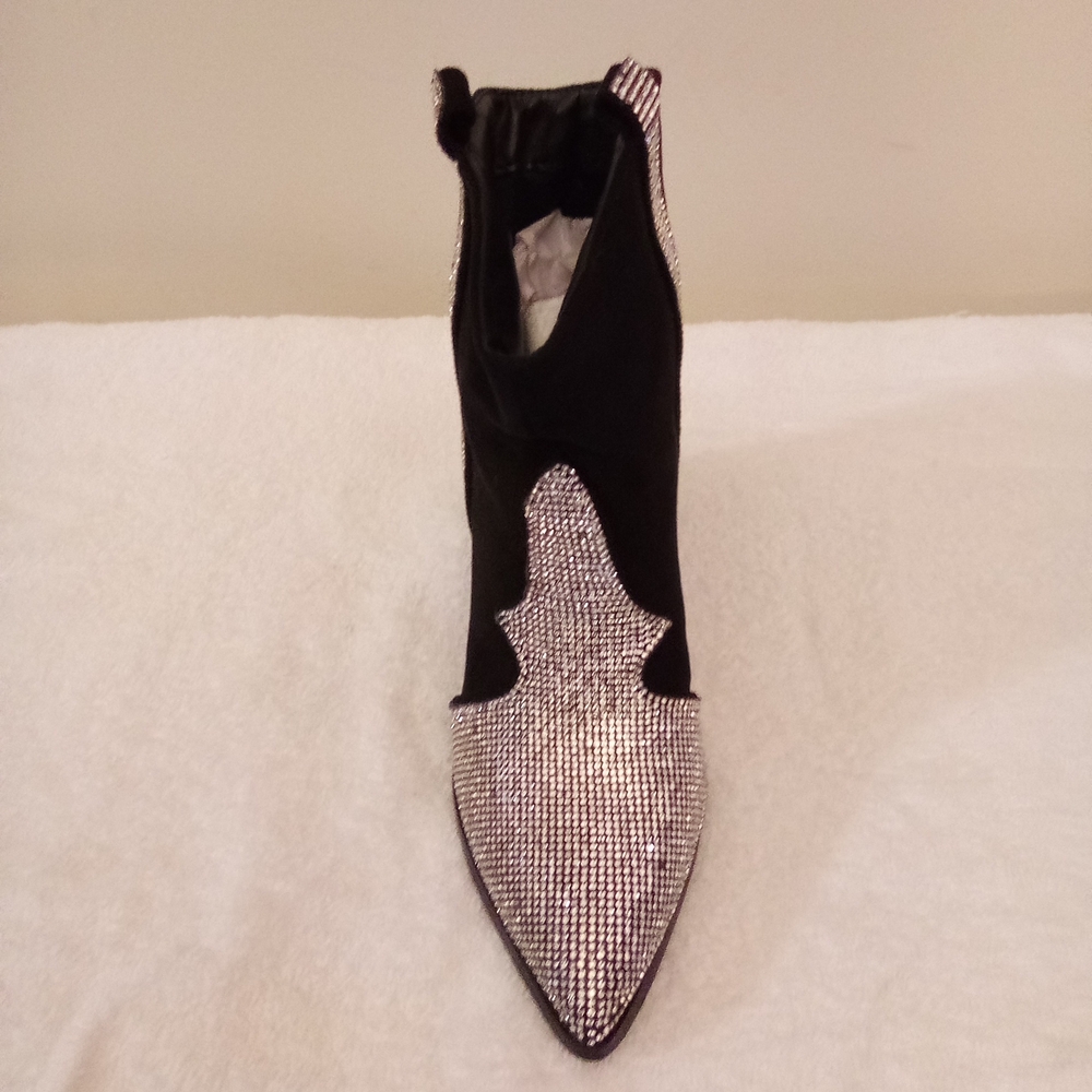 Chic Black and Silver Heeled Boots